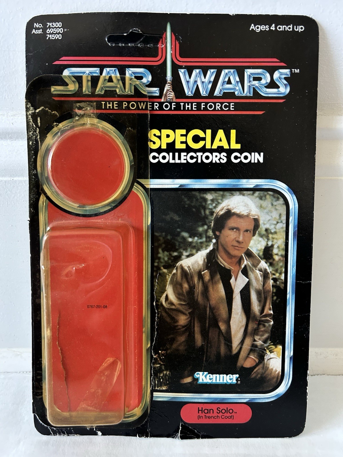 STAR WARS HAN SOLO TRENCH COAT POTF CARDBACK W ATTACH BUBBLE KENNER VINTAGE 1984