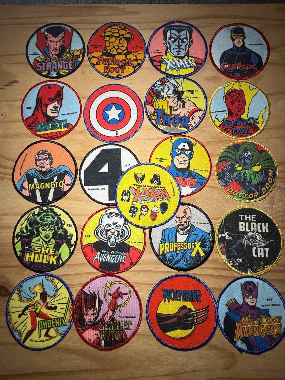 Vintage Marvel Comics Patch Lot (21 pcs) • 1984–1986 • 4" Round Sew-On Patches •