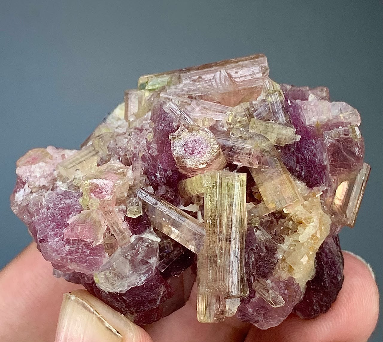 215 Carat Beautiful Watermelon Tourmaline Crystal Bunch From Afghanistan