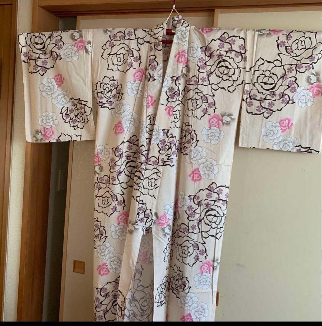 Yukata single item large flower pink