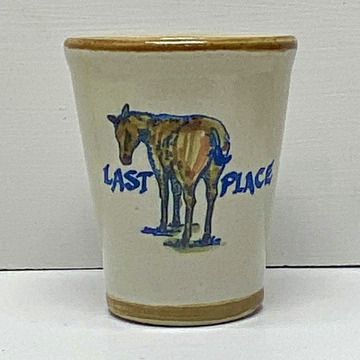Vintage Louisville Stoneware 1984 Kentucky Derby Ceramic “Last Place” Tumbler 4”