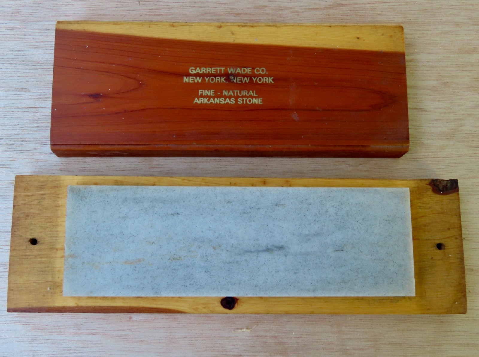 Vtg. 1970’s Garrett Wade Natural White Hard Arkansas Stone, 8 x 2 1/2 x 9/16ths