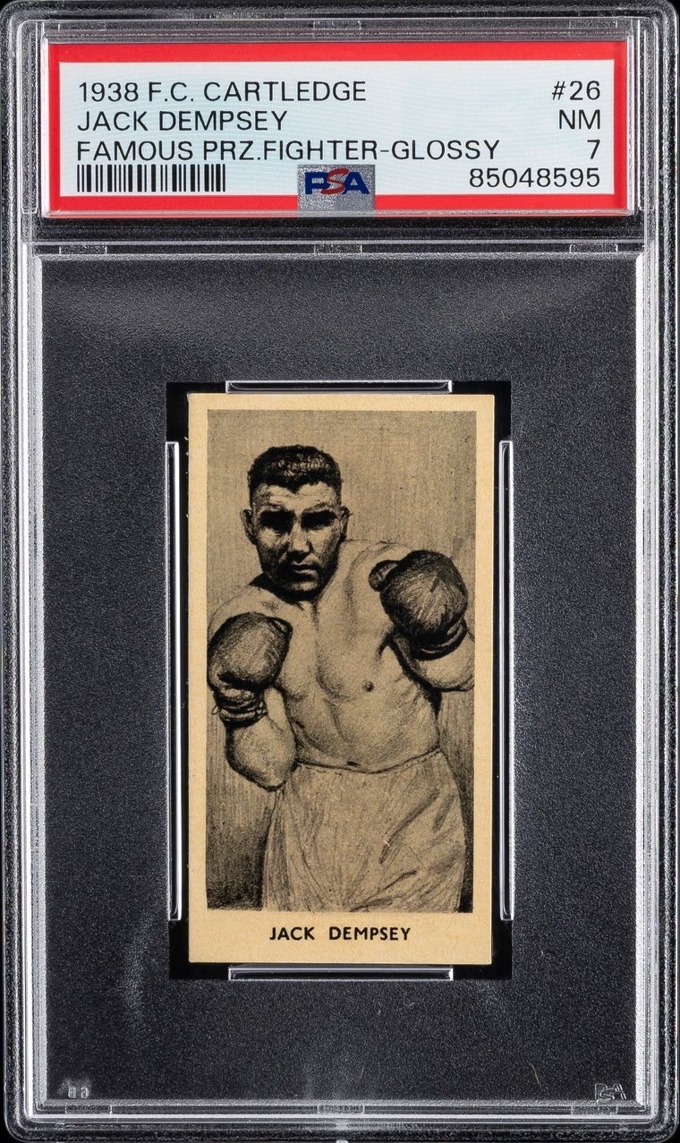 1938 F.C. CARTLEDGE FAMOUS PRIZE FIGHTERS GLOSSY #26 JACK DEMPSEY PSA 7  NM