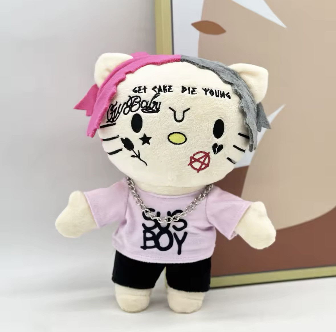 Hello Kitty as LIL Peep Plush Doll Rapper Figure Collectable Gift Viral ...