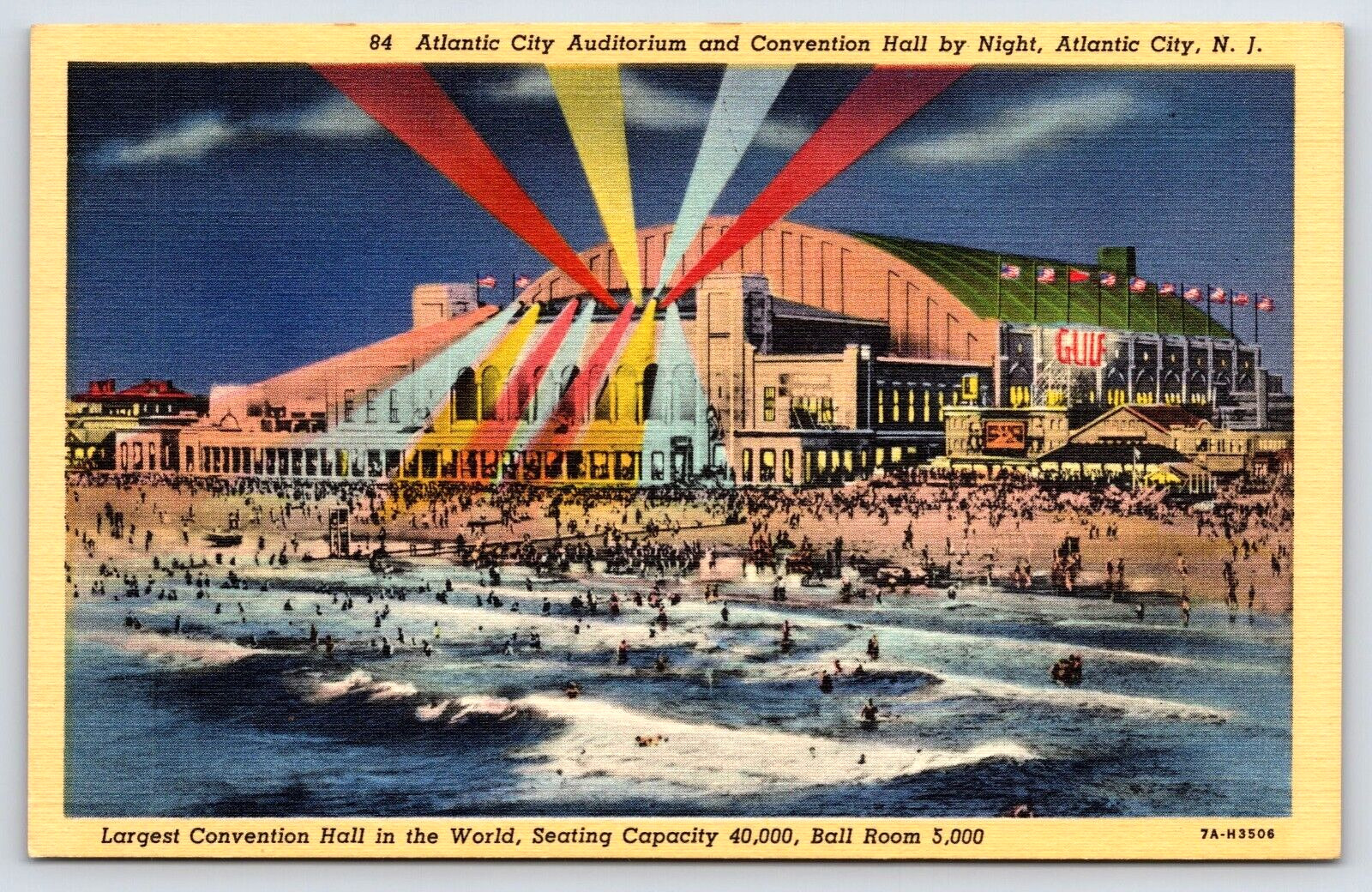 Original Vintage Antique Postcard Auditorium Convention Hall Atlantic City, NJ