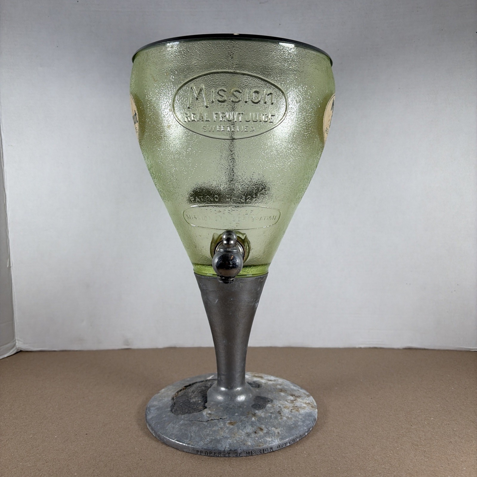 Antique Uranium Glass Mission Grapefruit Fruit Juice Dispenser