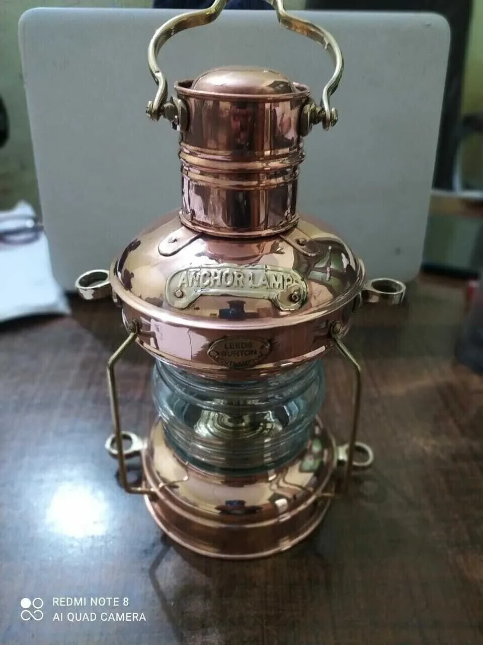 14" Copper & Brass Anchor Antique Oil Lamp Maritime Ship Lantern Boat Light