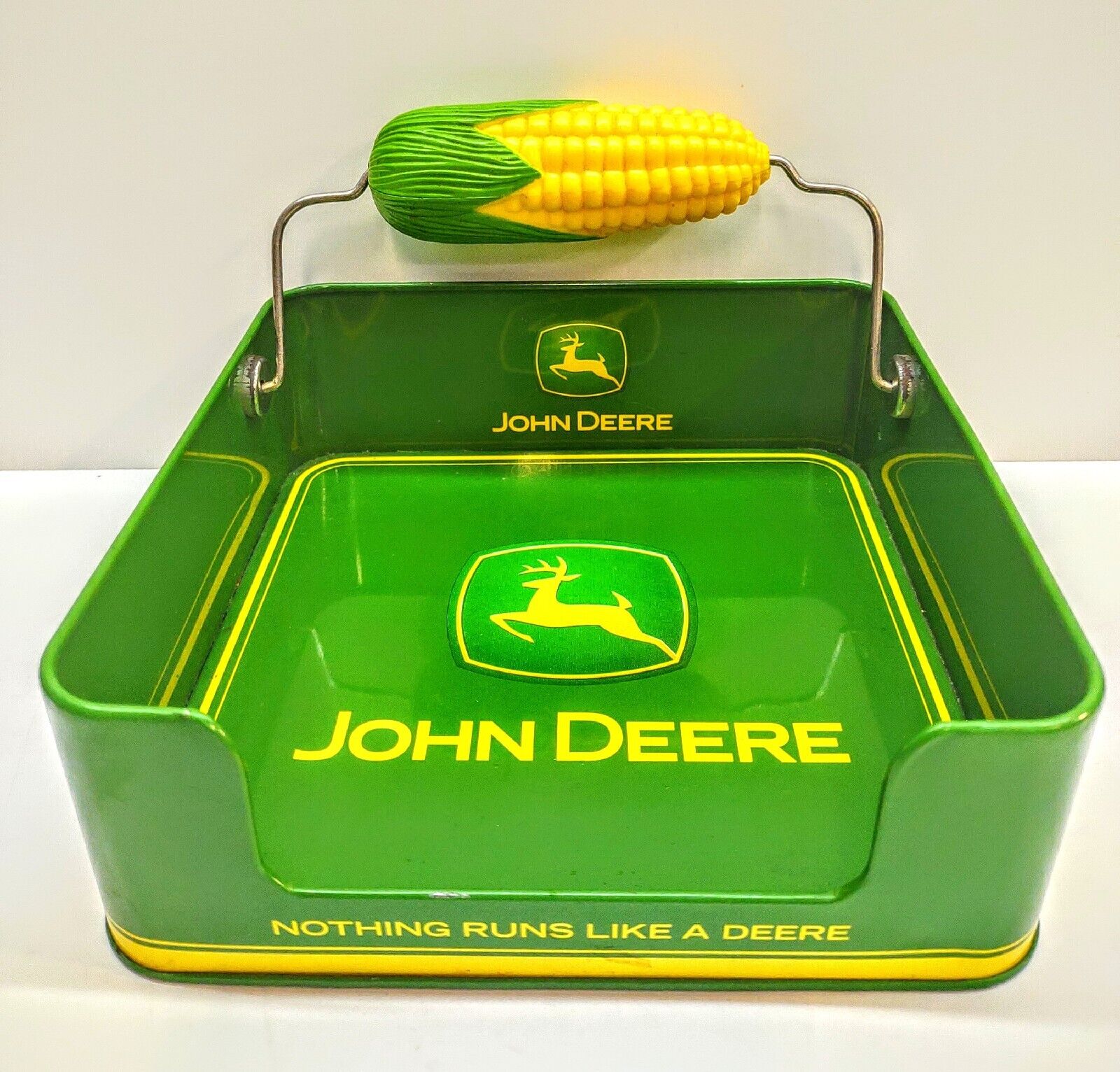 Genuine John Deere Napkin Holder Corn Cob Picnic Tin