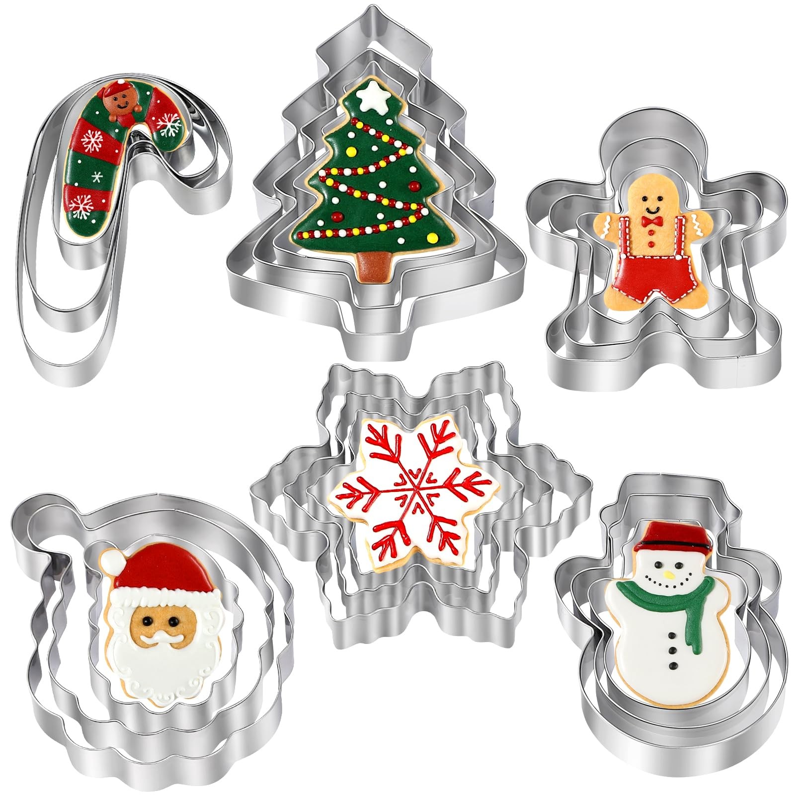 Christmas Cookie Cutters - 18 Pcs Holiday Cutter 2.5-3.7inch, Silver