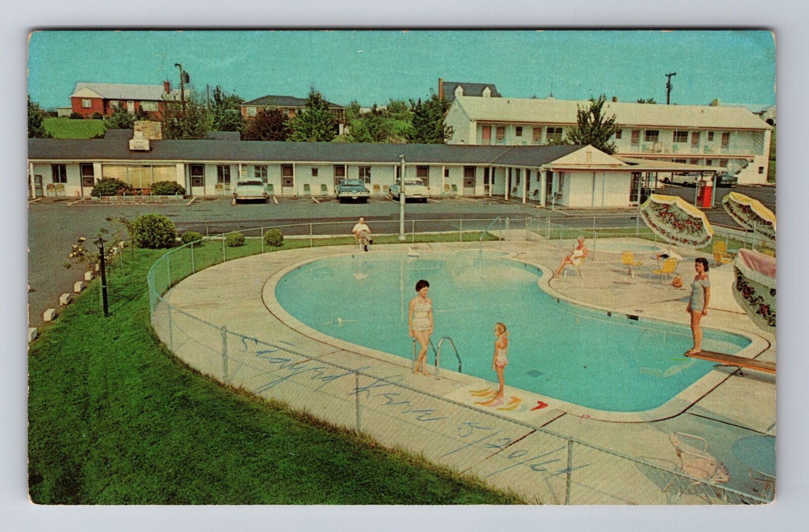 Warrenton VA-Virginia, Jefferson Motel Pool, Advertising, Vintage Postcard