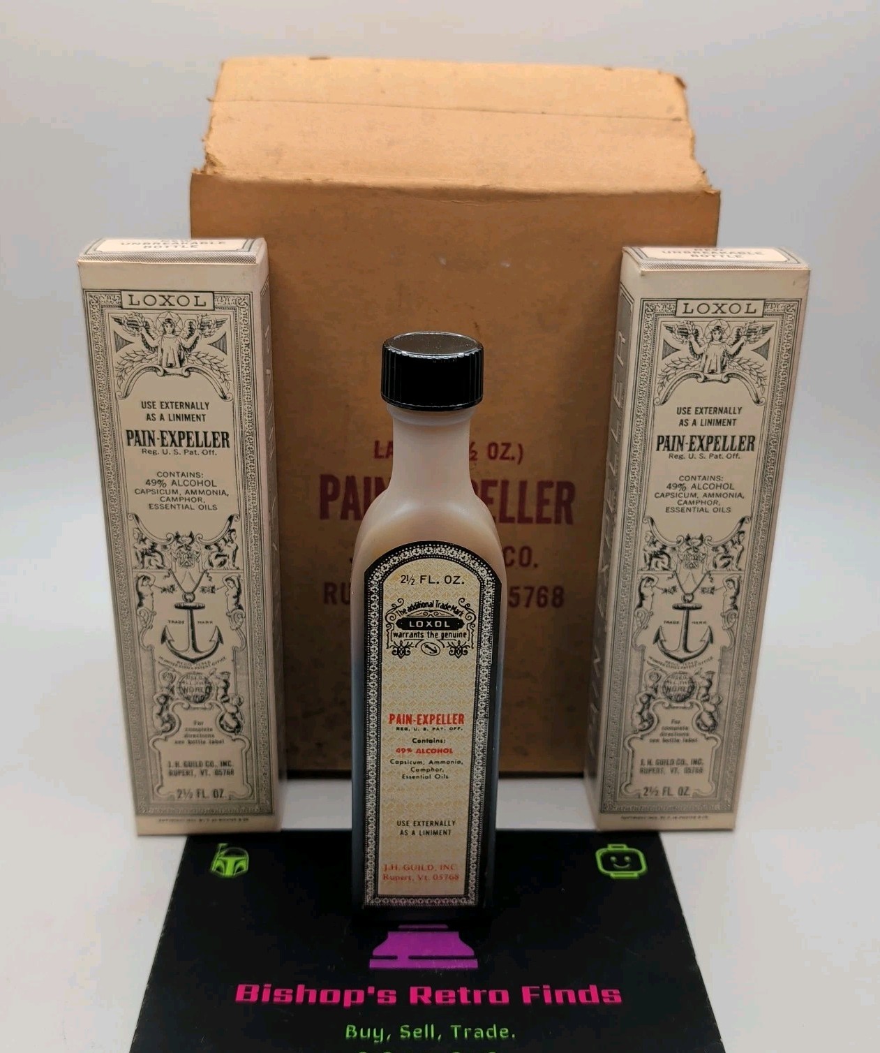 Vintage 1960s Loxol Pain Expeller Medicine Bottle Ruper, VT. New