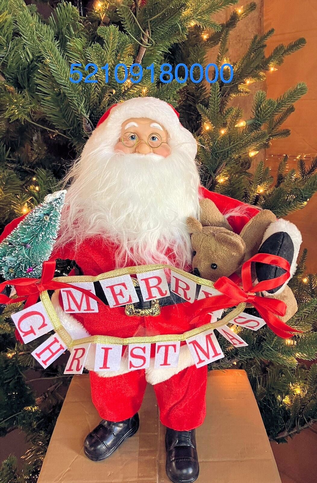 18IN RED/WHITE TRADITIONAL SANTA CLAUS FIGURE MERRY CHRISTMAS SIGN HOLIDAY DECOR