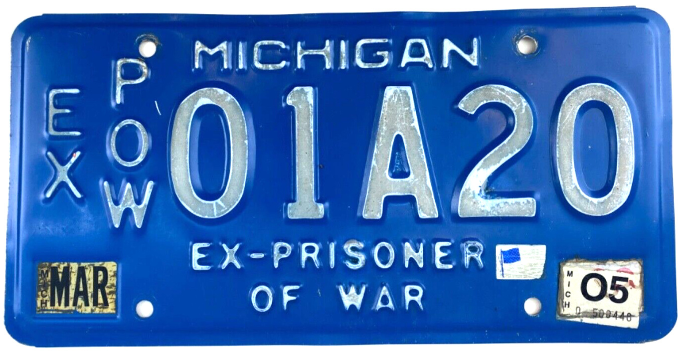 Vintage 2005 Michigan EX Prisoner Of War POW License Plate Wall Decor Collector