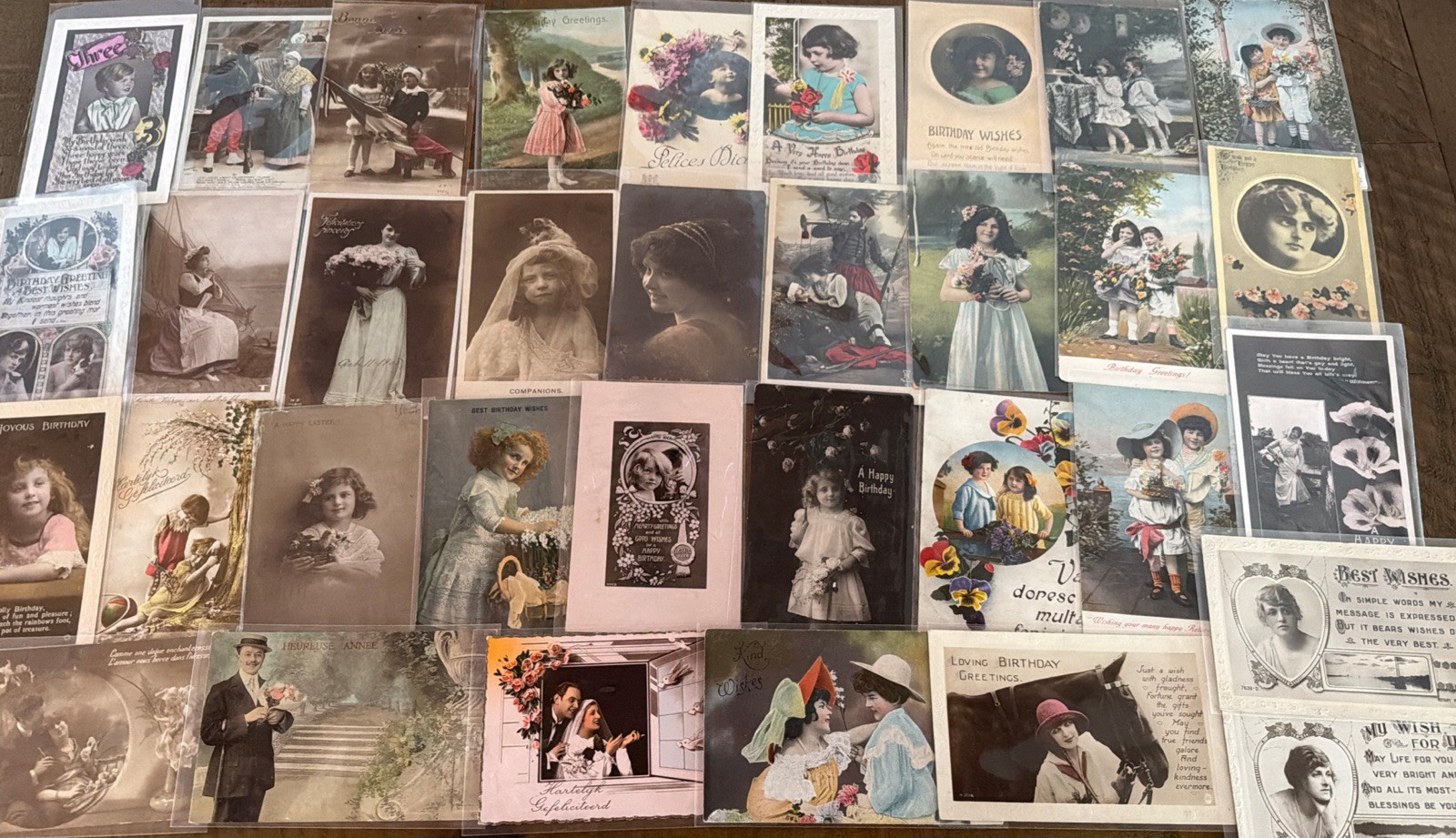 Lot of 35 Photo~& Greetings Antique Postcards Pretty Ladies~Children~People~s856