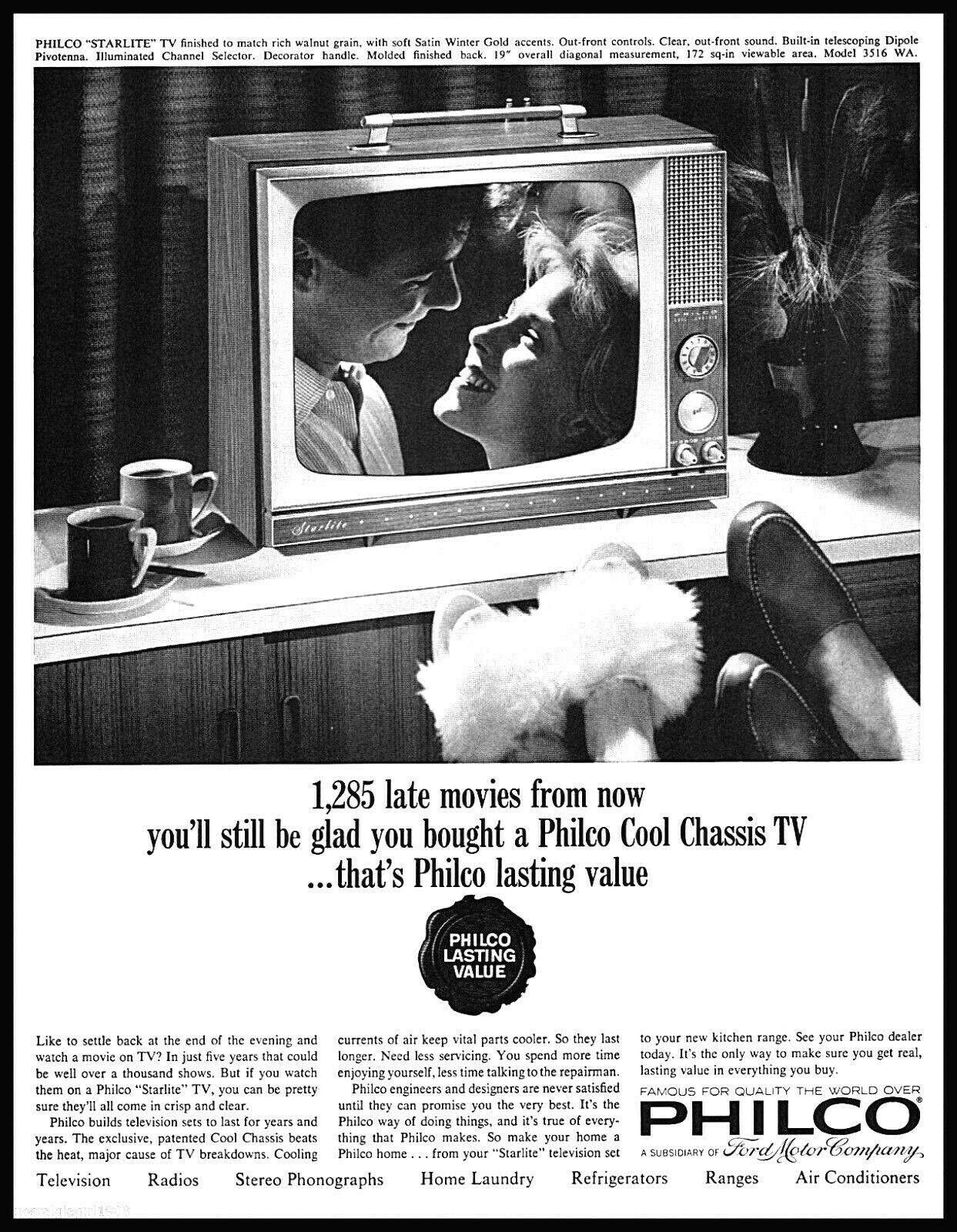 1964 Philco Ford portable television cool chassis late movie photo Print Ad