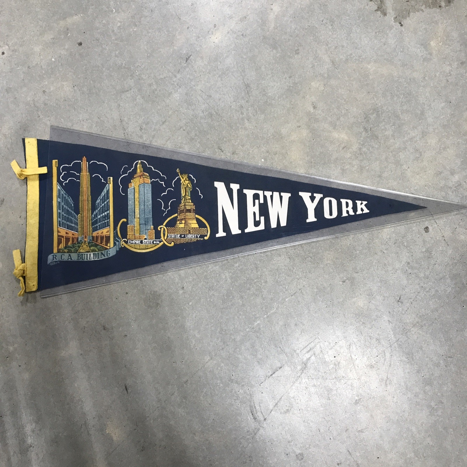 Vintage New York State Souvenir Pennant Flag - Iconic Landmarks