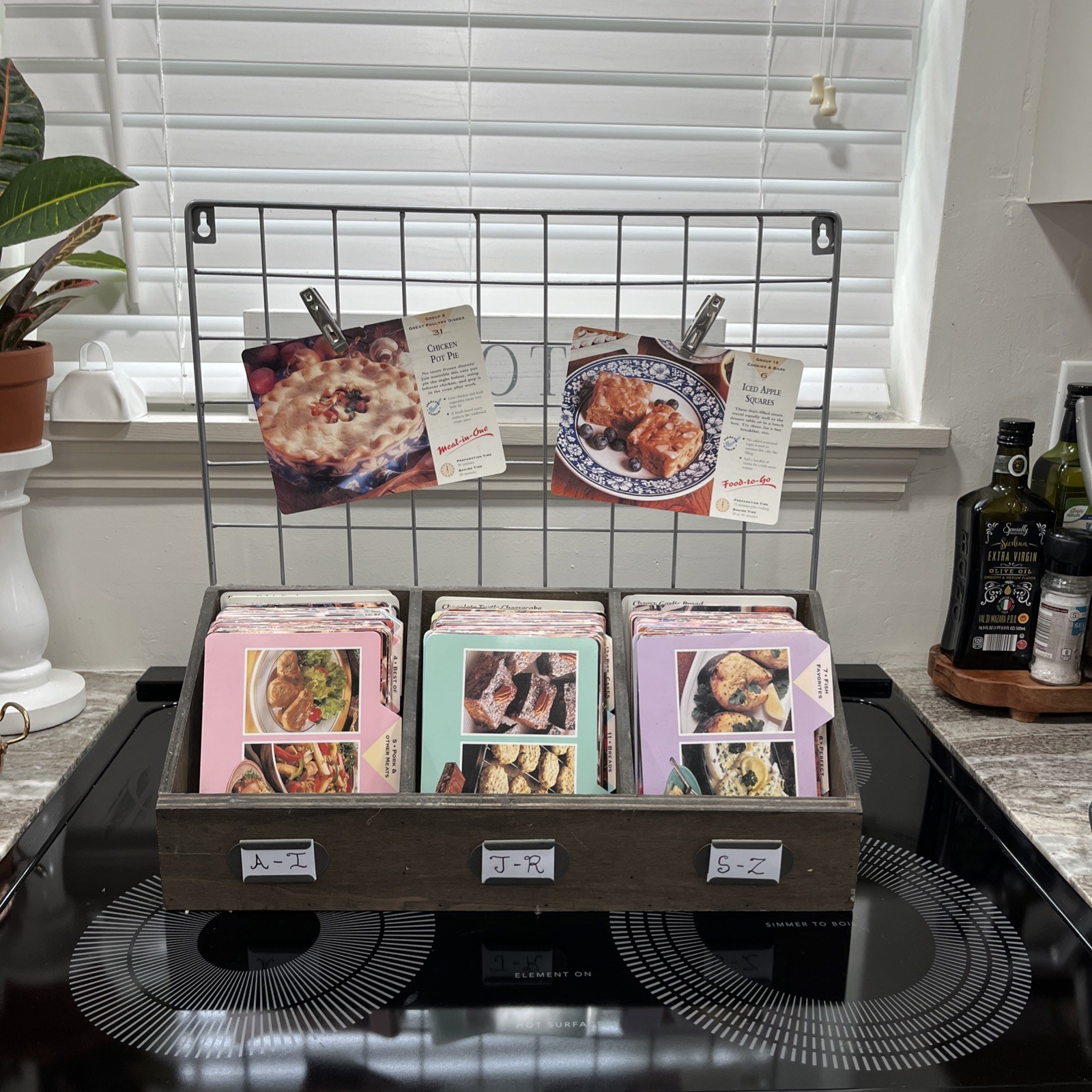 Rare Rustic Wooden Vintage Recipe Cards Shelf Rack  Modern Farmhouse