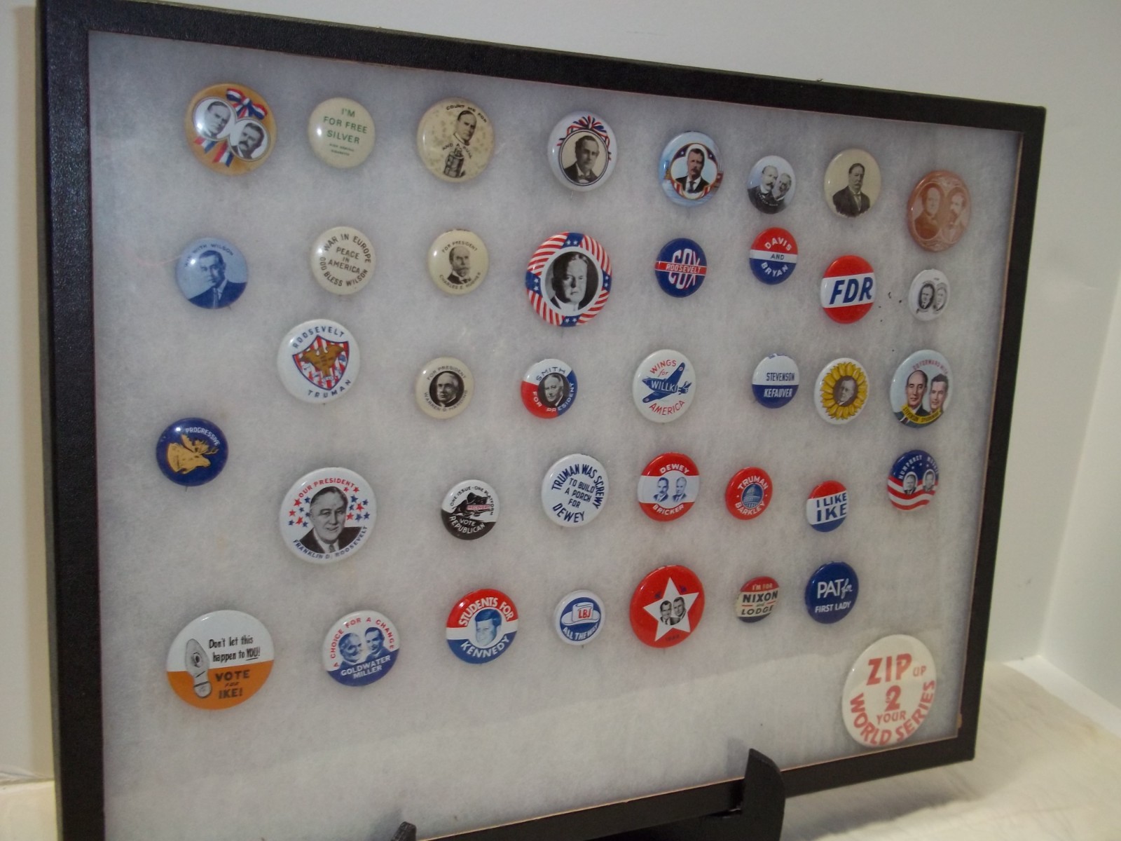 Framed 39 Political Campaign Buttons