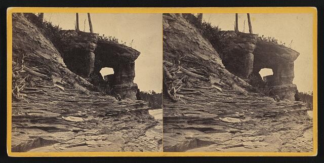 Photo:Lake Superior 1868 Rock Arch Cliff Stereoview Photo