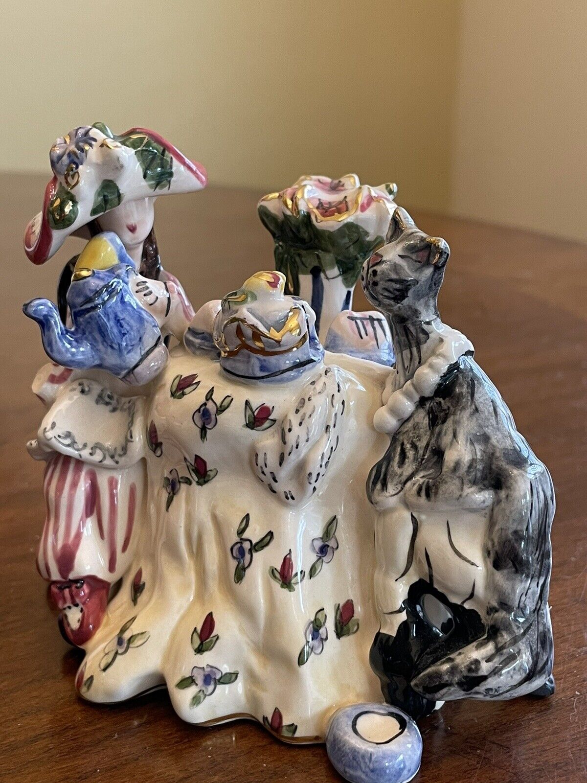 Blue Sky Clayworks Lady And Cat Tea Party Heather Goldminc 2002 PERFECT