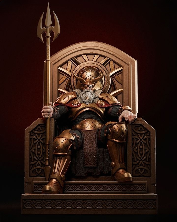 Odin on Throne Sculpture Statue Model Kit Unpainted/Unassembled