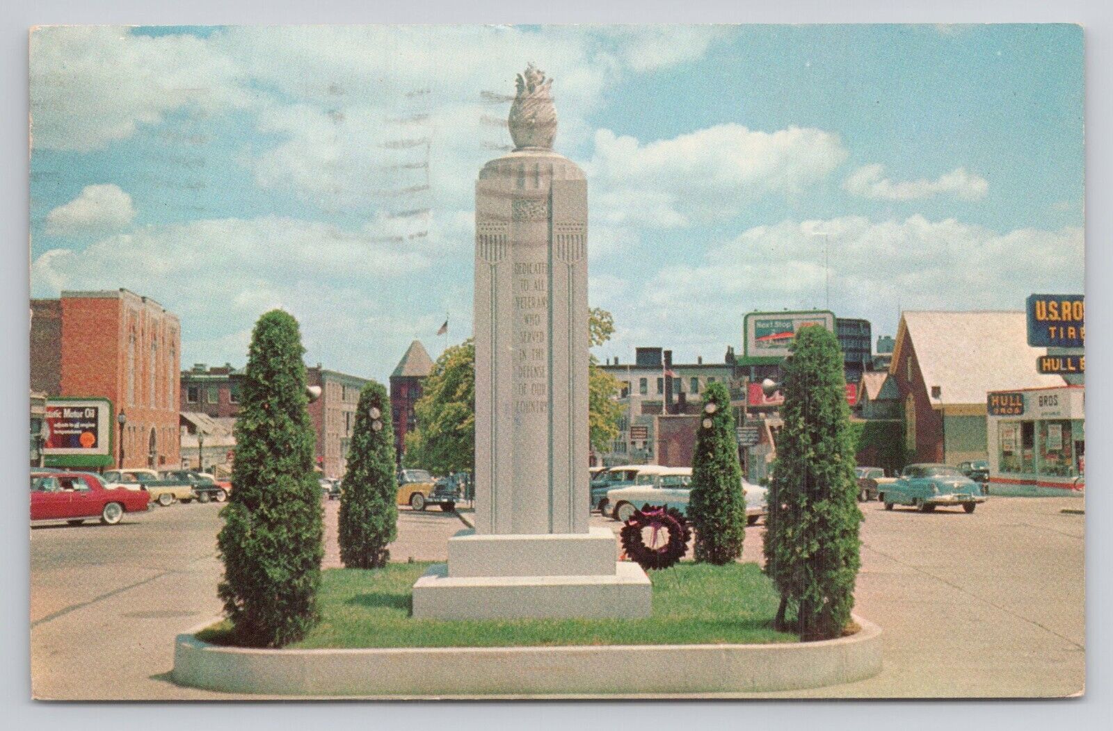 Postcard War Memorial Brockton Massachusetts 1962