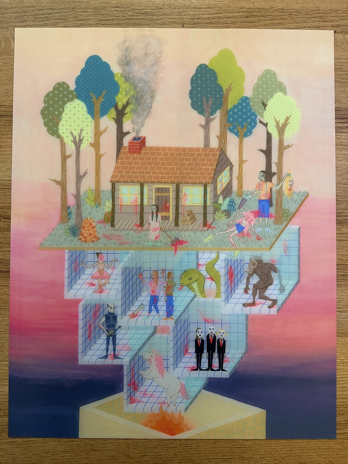 Kristen Liu-Wong CABIN IN THE WOODS Rare Print 16x20