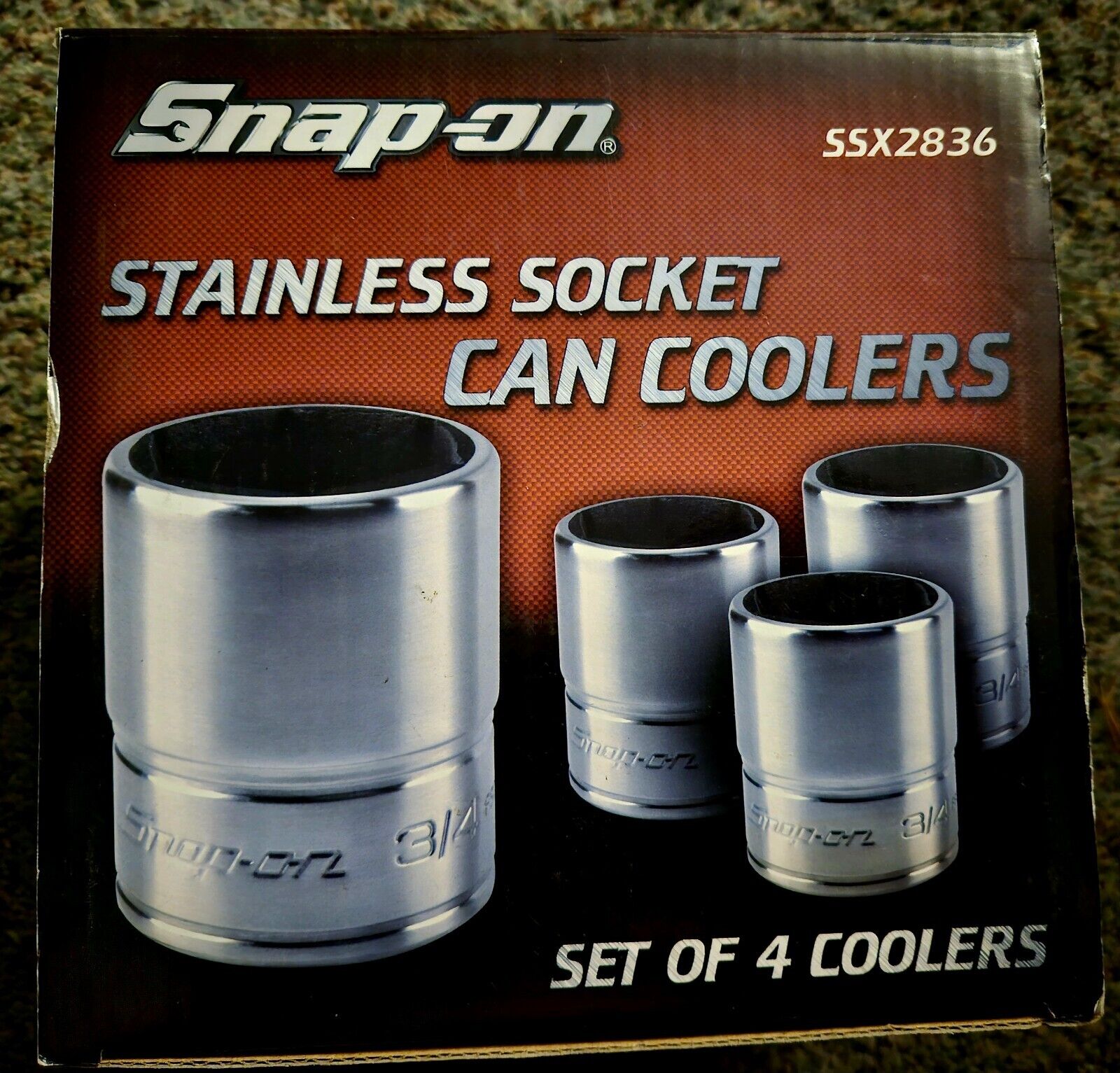Snap On Tools Stainless Socket Can Coolers Insulators Koozies NEW SSX2836 USA