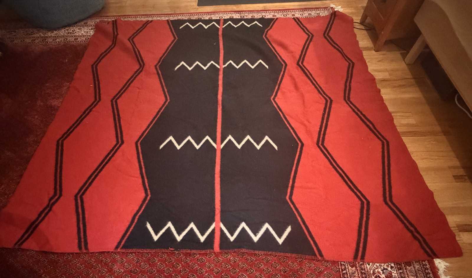Ralph Lauren NAVAJO Blanket Wool Switzerland 87 x96" Aztec King Size VINTAGE 90s