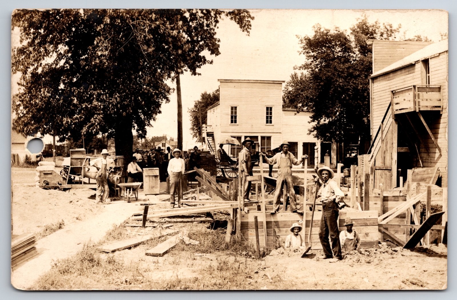 Thomson Illinois Construction Site Street View As-Is Hole Punch Real Photo RPPC