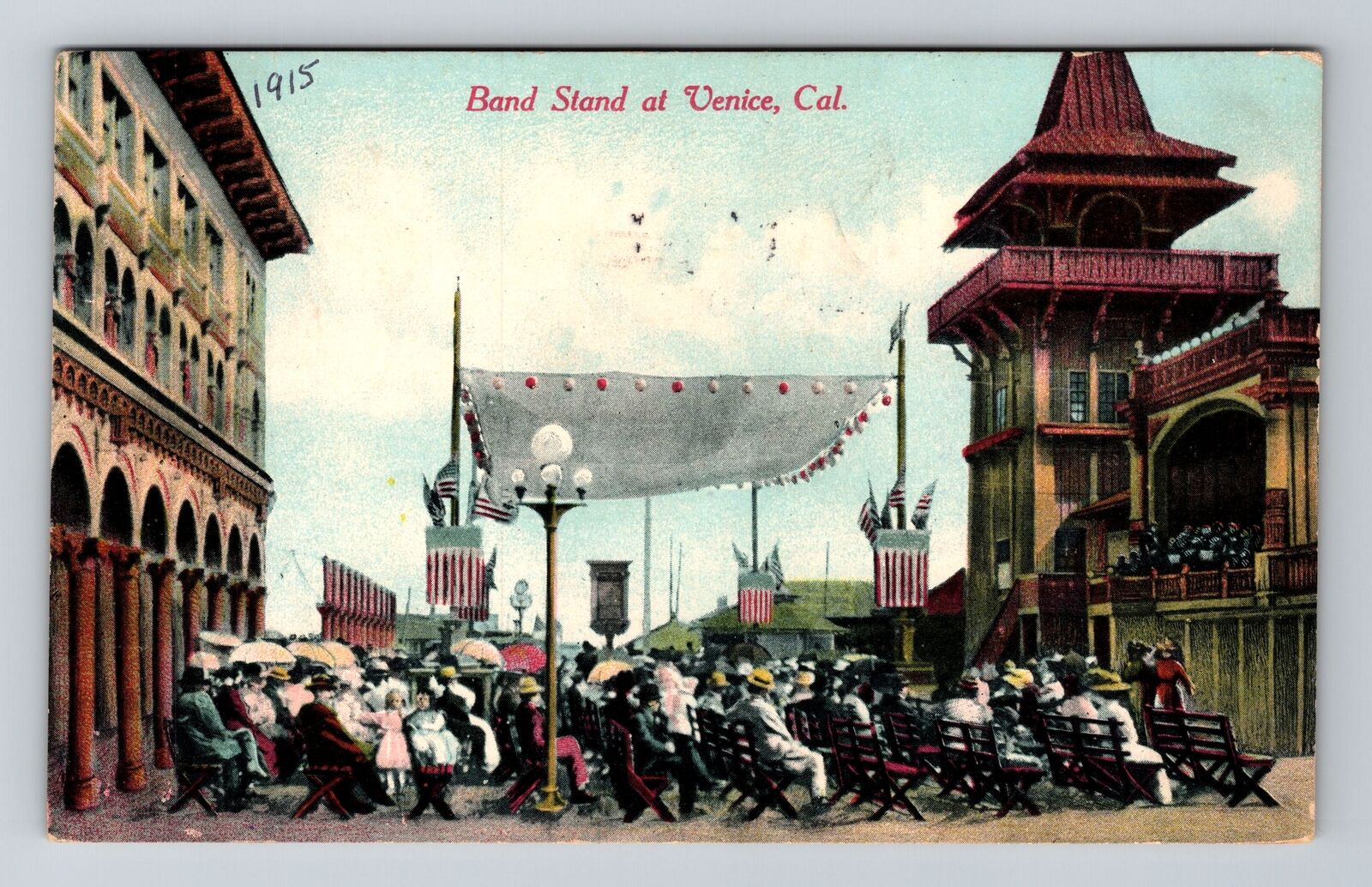 Venice CA-California, Band Stand, c1915 Antique Vintage Souvenir Postcard