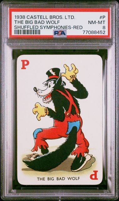 PSA 8 1938 CASTELL BROS. LTD. SHUFFLED SYMPHONIES #P THE BIG BAD WOLF RED MINT PSA 8 1938 CASTELL BROS. LTD. SHUFFLED SYMPHONIES #P THE BIG BAD WOLF RED MINT