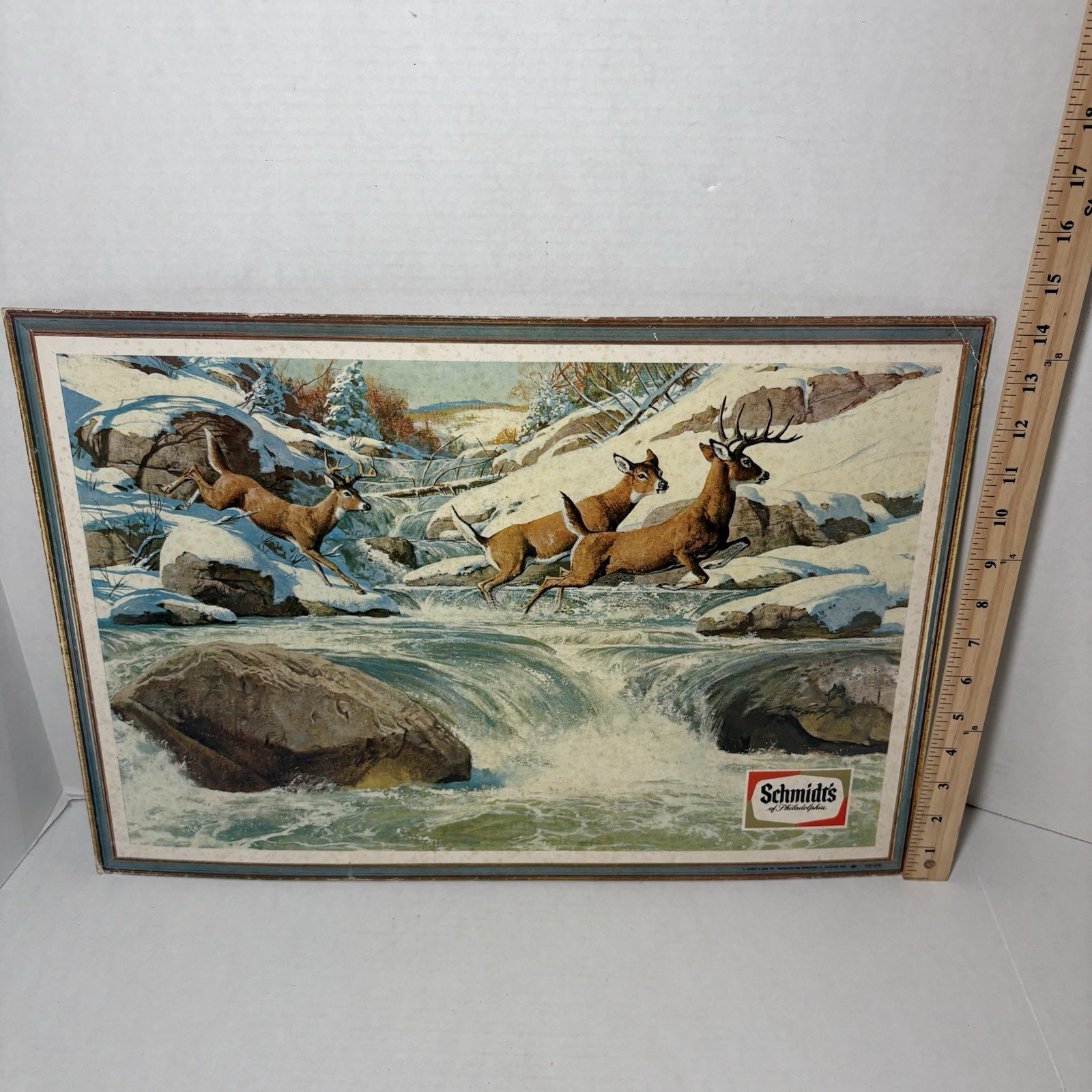 Vintage 1960s Schmidt’s Beer Philadelphia Deer Hunting Snow Outdoor Art Print 