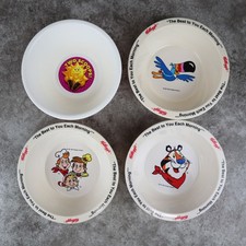 Vintage 90s Kellogg’s Cereal Bowls Collector Complete Set Of Four Tony Tiger picture
