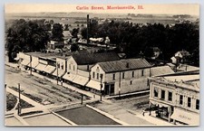 Morrisonville Illinois~Birdseye Carlin Street Bank~Noonan's Clothing Store~c1908 picture