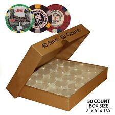 50 Direct Fit Airtight H40 Capsule Holders For CASINO CHIPS or Poker Chips w/BOX picture