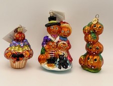 Christopher Radko Halloween Glass Christmas Ornament Lot of 3 picture