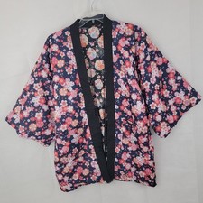Reversible Hanten Jacket Womens LARGE 154-162cm Traditional Floral Chore Padded picture