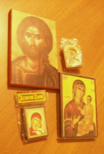 Lot of 4 Orthodox Christianity Byzantine Greek Icons - New picture