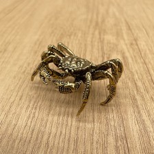 Vintage Brass King Crab Figurine Miniature Animal Statue Ocean Desk Decor Gift picture