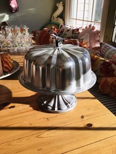 Nordic Ware • Aluminum Metal Bundt Cake Stand & Cover MCM picture