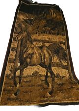 Vtg 90s San Marco Horse Western Rancher Country Cottage Cabin Tapestry Blanket  picture