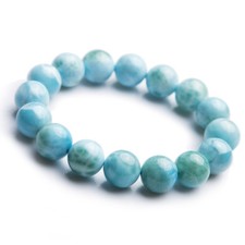 Natural Larimar Blue Gemstone Round Beads Water Pattern Bracelet 13mm AAAA  picture