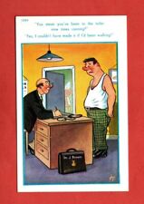 1950s BROOK COMIC postcard DOCTOR patient bag desk surgery light sickness picture