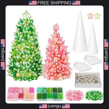 Beaded Christmas Tree Kit with Pearl Head Pins and Glass Beads for DIY Decor picture