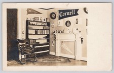 RPPC 1909 Cornell University Dorm Room Interior Pennants Ithaca NY picture
