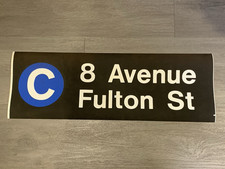 NY NYC SUBWAY ROLL SIGN C 8 AVENUE FULTON STREET MIDTOWN IND MANHATTAN BROOKLYN picture