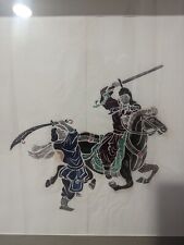 Antique Chinese Horseback Battle Parchment Painting  picture