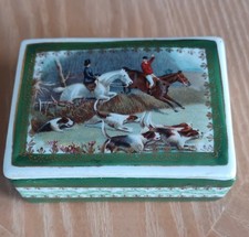Antique 1910-12 Vienna Austria Hunting Exhibition Ceramic Trinket Box picture