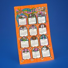 Vintage 1971 Astrology Zodiac Wall Hanging Calendar Horoscope Retro RARE Orange picture